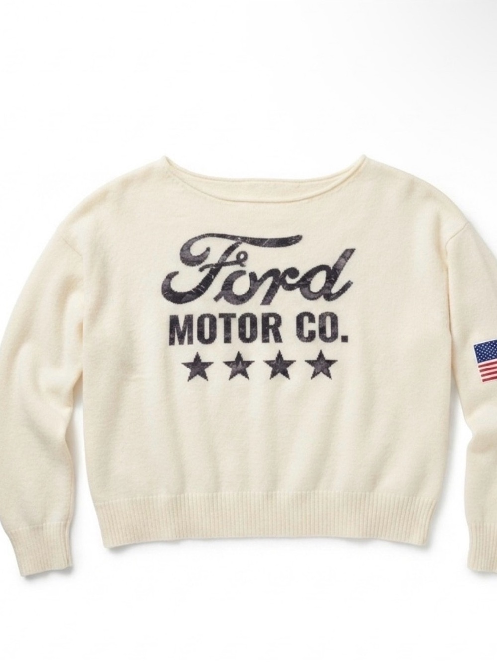 Ford Cream Crewneck Sweater with Black Logo